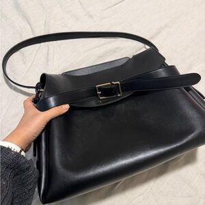 H&M Classic Black Vegan Leather Shoulder Bag